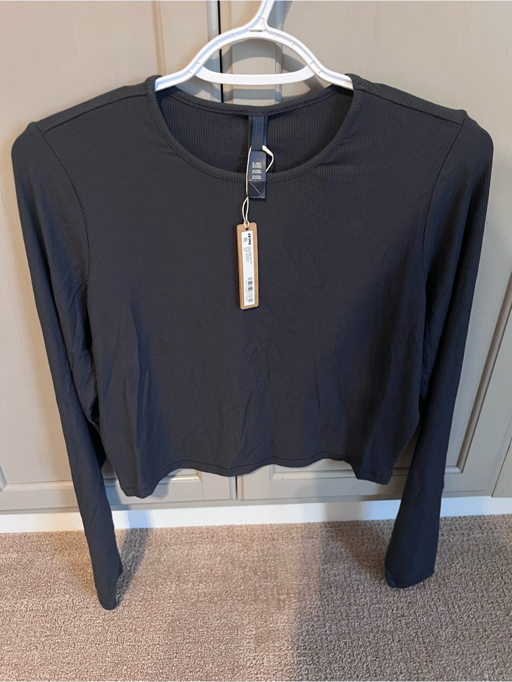 Skims soft lounge rib long sleeve crop top size large NWT